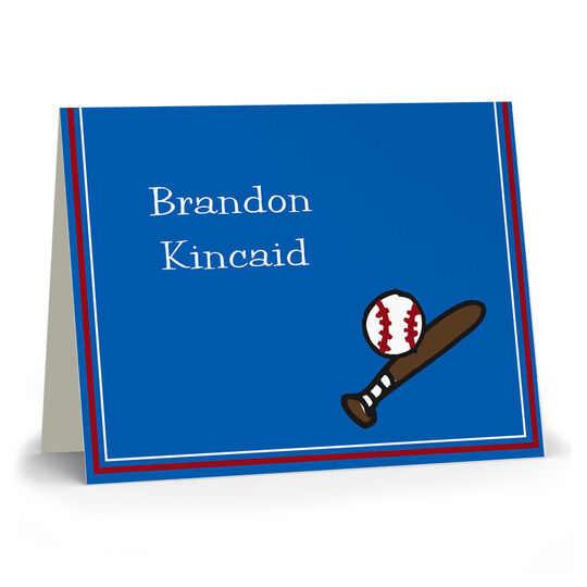 Baseball Blue Folded Note Cards